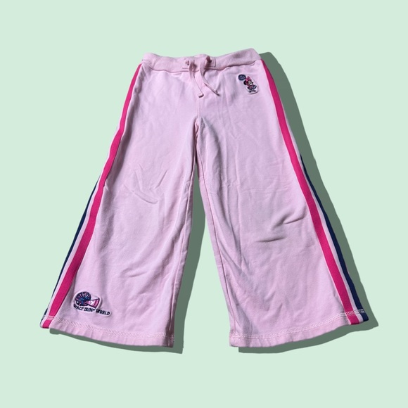 Vintage Kids Walt Disney World Minnie Mouse Cheerleader Pink Sweatpants Sz Med - Picture 1 of 9